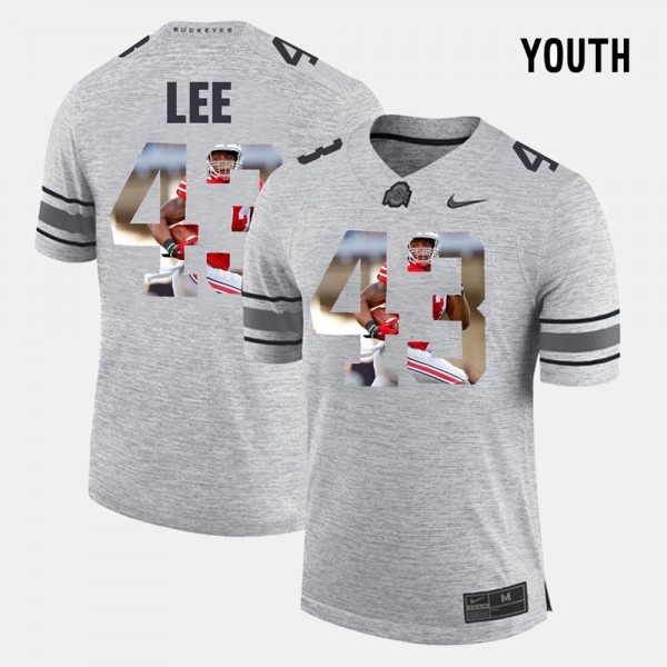 Ohio State Buckeyes Darron Lee Youth #43 Gray Pictorial Gridiron Fashion College Football Jersey 2404TYKS4